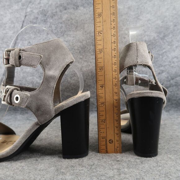 Sam Edelman Shoes Womens 6.5 Heeled Sandals Ankle Straps Leather Block Heel Grey - Picture 7 of 15